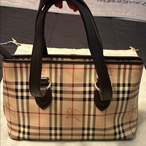 Burberry Beige and Black Plaid Handbag
